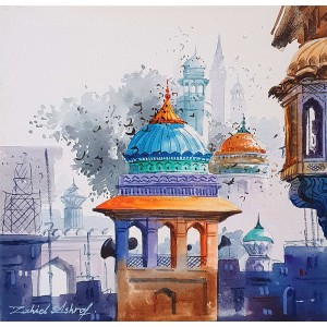 Zahid Ashraf, 12 x 12 Inch, Watercolor on Canvase, Cityscape Painting, AC-ZHA-033
